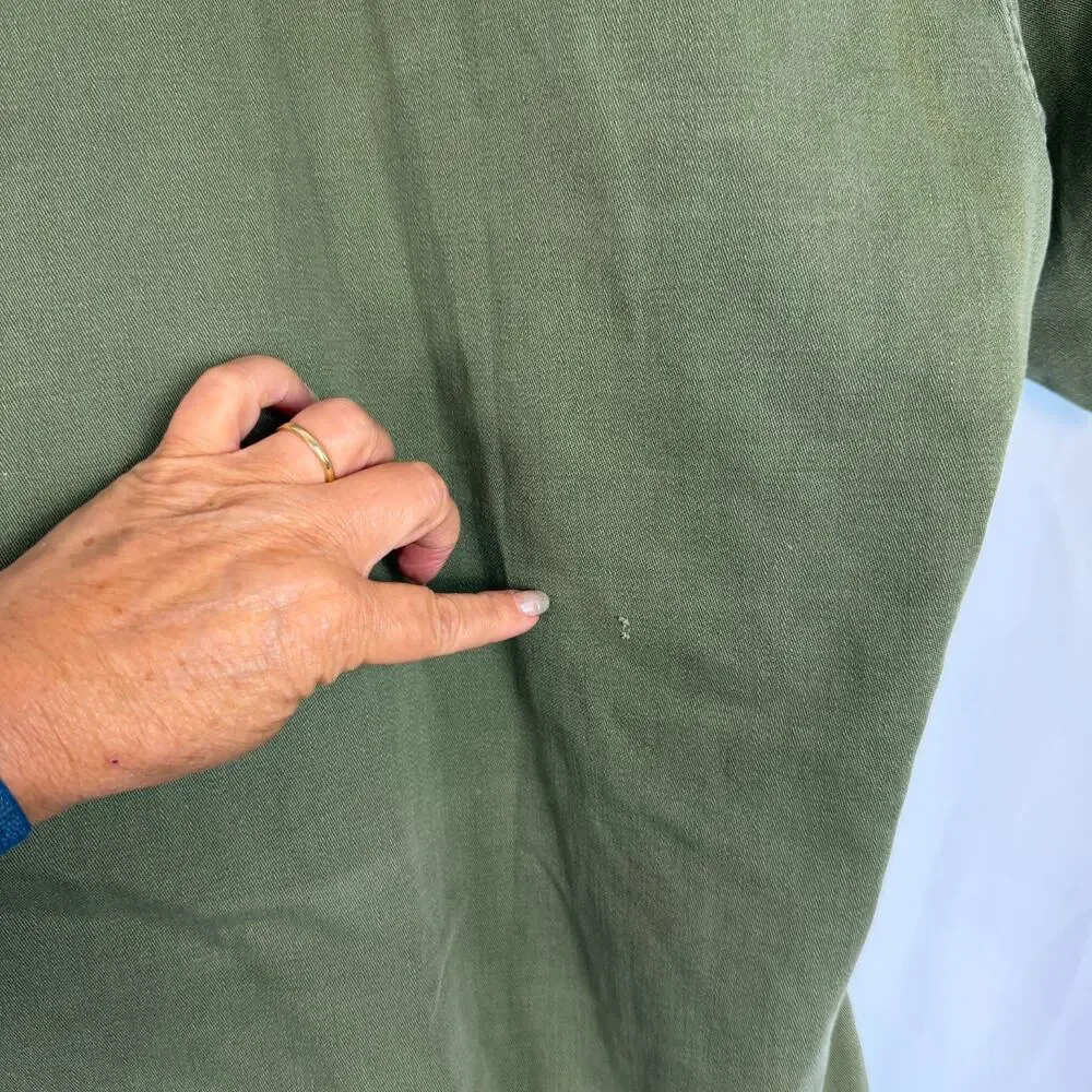 Vintage US Air Force Uniform Shirt Khaki Green Est Size Mens Small Patches READ